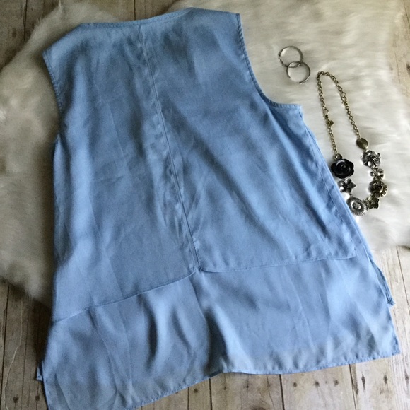 Metaphor Lt. Blue Tiered Sleeveless Top - Picture 7 of 8